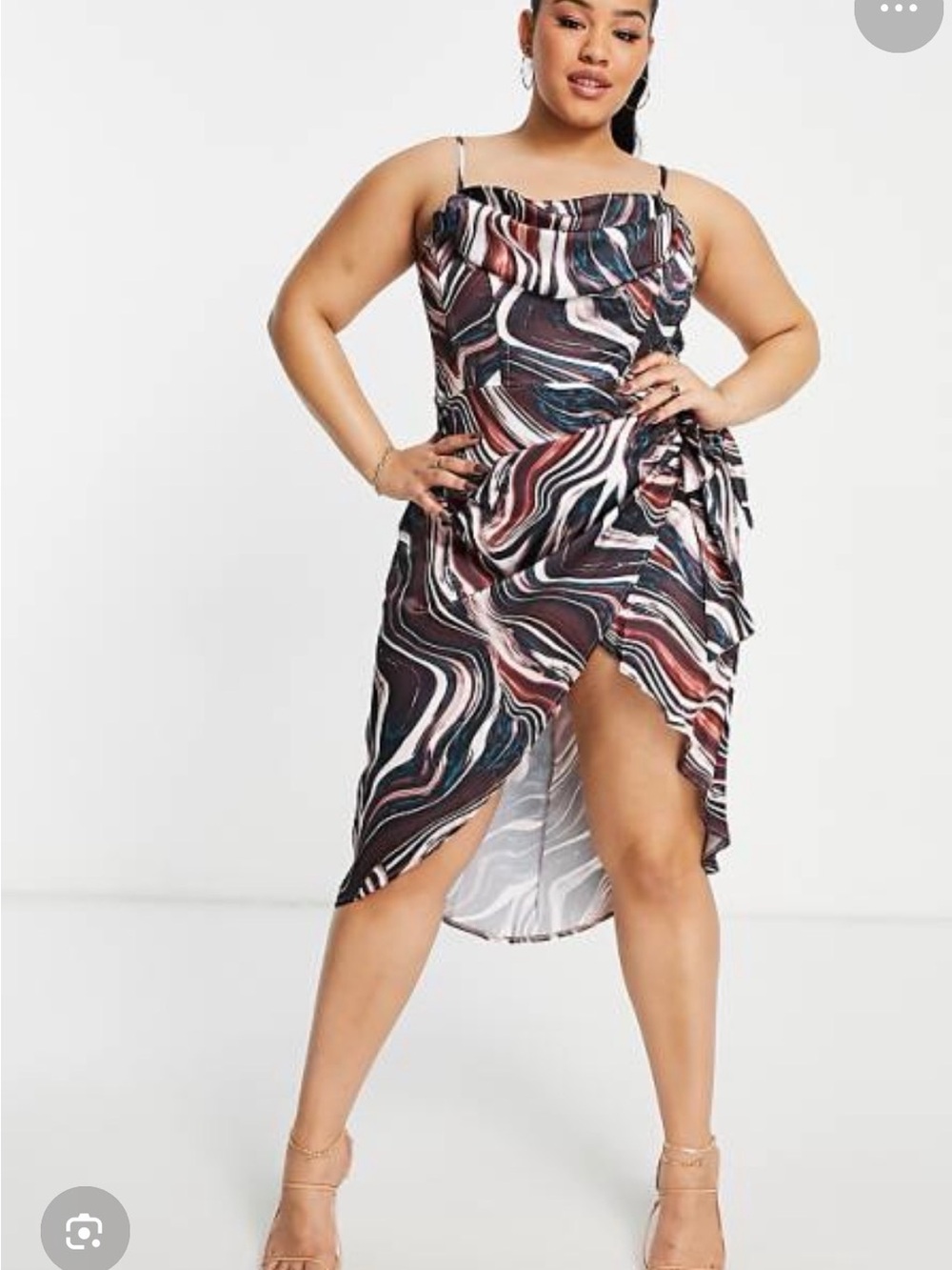 NWOT Plus Size High-Low Cowl Neck Dress in Marble Swirl